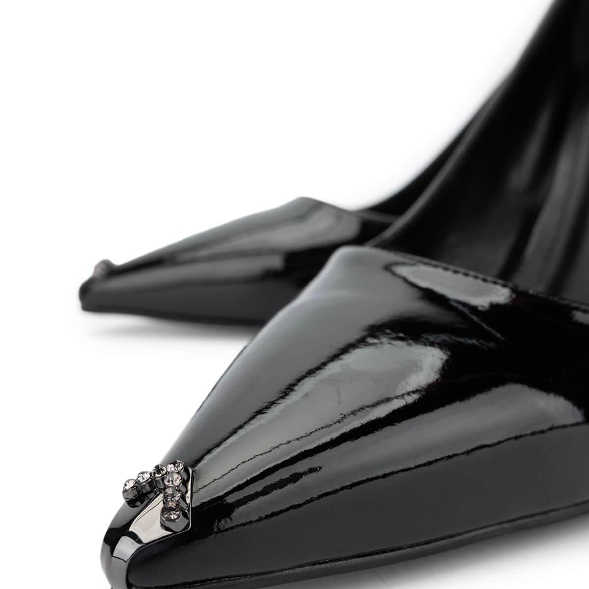 Tamer Tanca Kadın Vegan Siyah Rugan Topuklu Ayakkabı