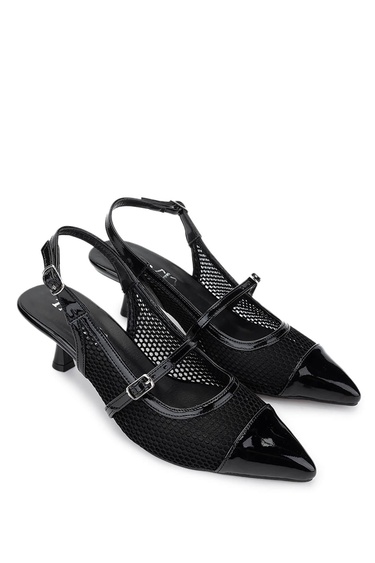  Tamer Tanca Kadın Deri & Tekstil Siyah Topuklu Ayakkabı