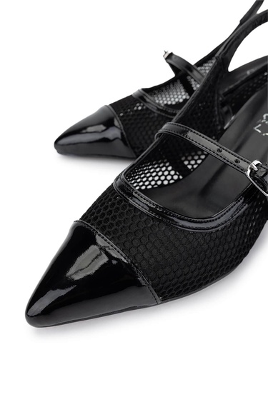  Tamer Tanca Kadın Deri & Tekstil Siyah Topuklu Ayakkabı