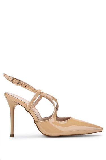  Tamer Tanca Kadın Hakiki Deri Bej Rugan Topuklu Ayakkabı