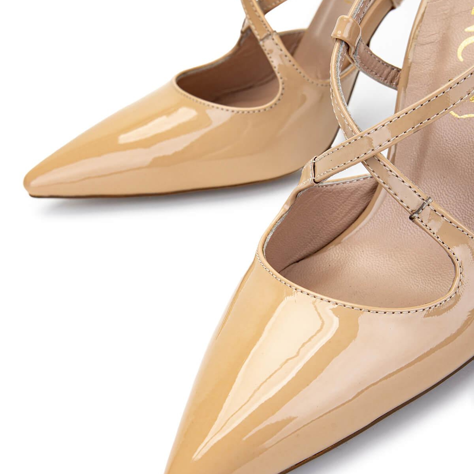 Tamer Tanca Kadın Hakiki Deri Bej Rugan Topuklu Ayakkabı