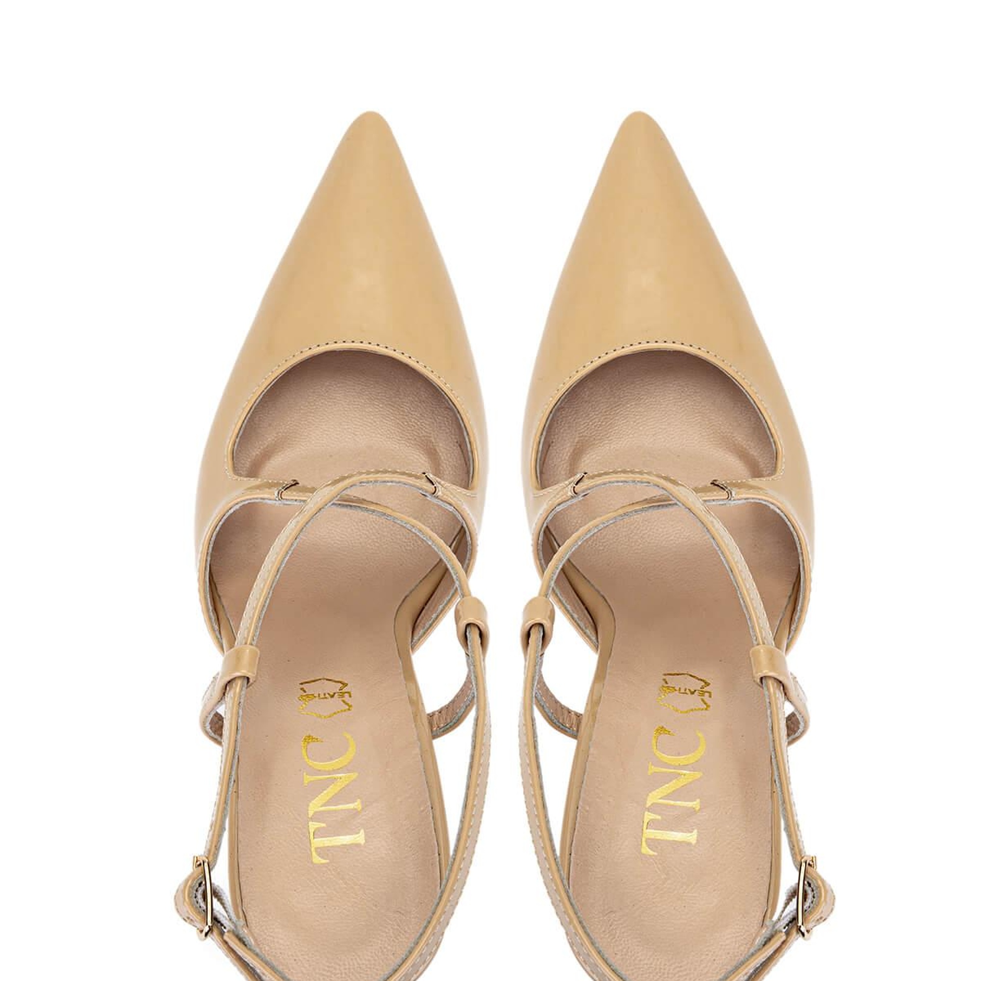 Tamer Tanca Kadın Hakiki Deri Bej Rugan Topuklu Ayakkabı