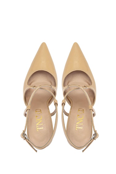  Tamer Tanca Kadın Hakiki Deri Bej Rugan Topuklu Ayakkabı