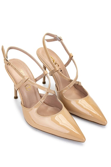  Tamer Tanca Kadın Hakiki Deri Bej Rugan Topuklu Ayakkabı