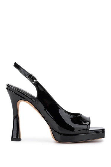  Tamer Tanca Kadın Vegan Siyah Rugan Topuklu Ayakkabı