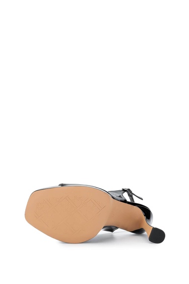  Tamer Tanca Kadın Vegan Siyah Rugan Topuklu Ayakkabı