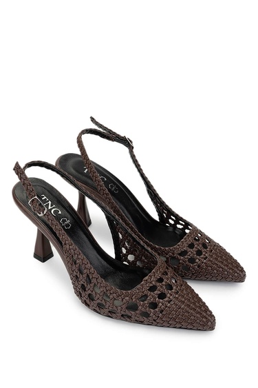  Tamer Tanca Kadın Vegan Kahverengi Topuklu Ayakkabı