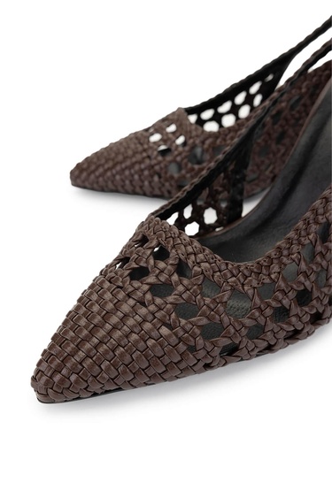  Tamer Tanca Kadın Vegan Kahverengi Topuklu Ayakkabı