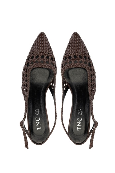  Tamer Tanca Kadın Vegan Kahverengi Topuklu Ayakkabı