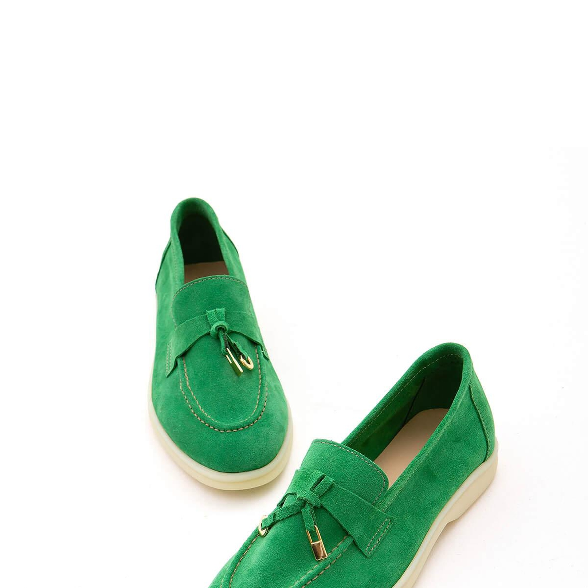 Tamer Tanca Kadın Hakiki Deri Yeşil Loafer Ayakkabı