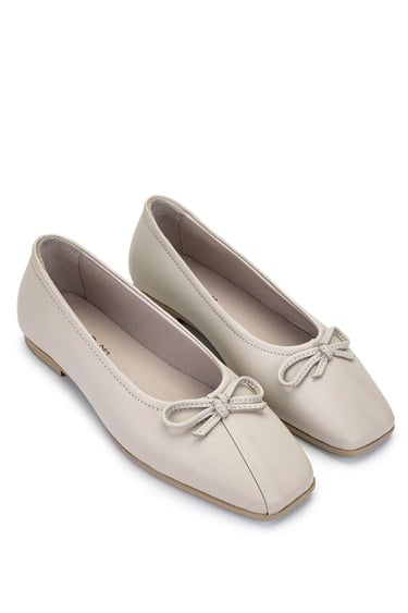  Tamer Tanca Kadın Hakiki Deri Bej Babet Ayakkabı