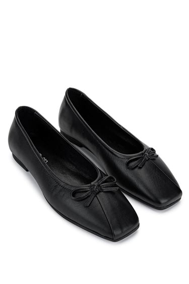  Tamer Tanca Kadın Hakiki Deri Siyah Deri Babet Ayakkabı