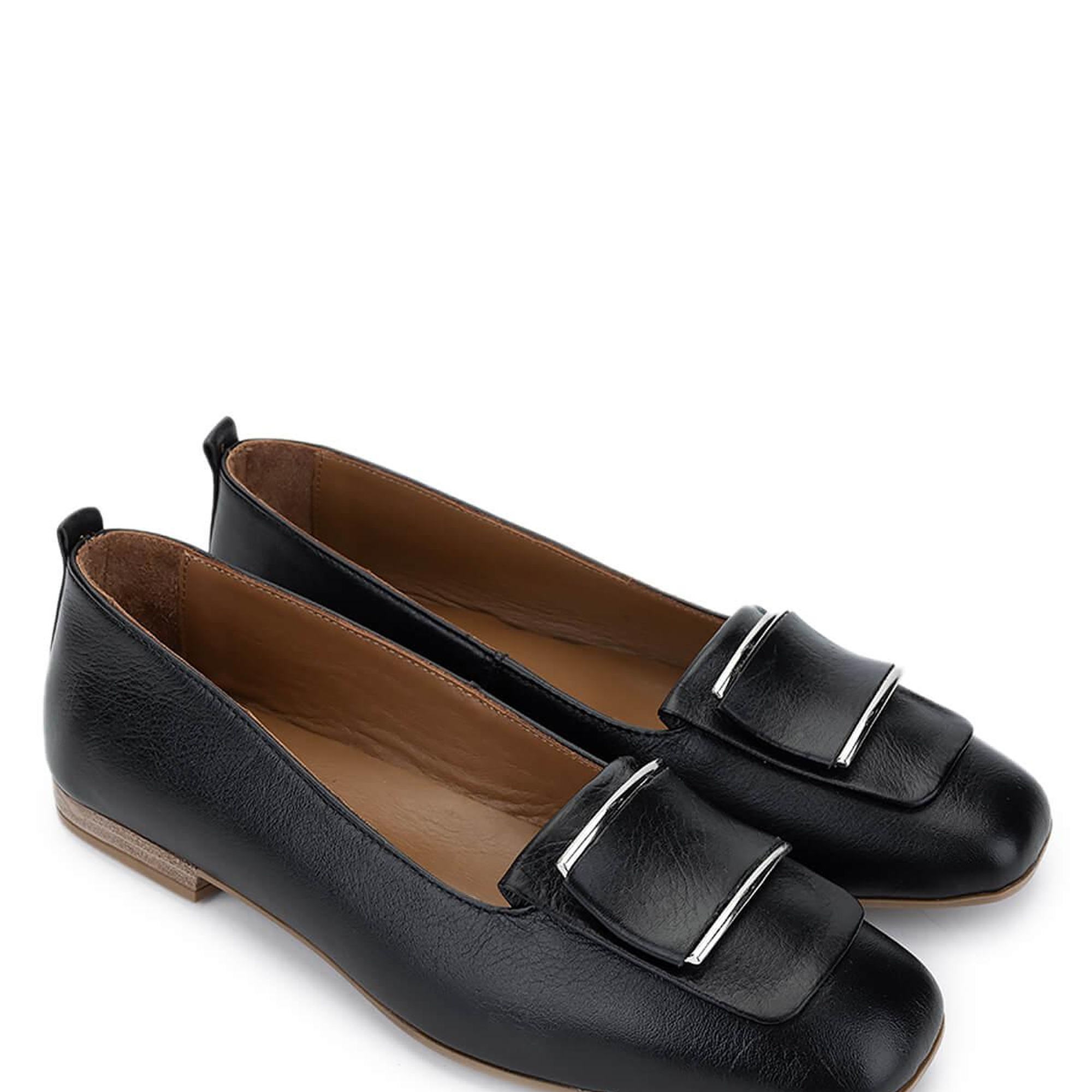 Tamer Tanca Kadın Hakiki Deri Siyah Deri Loafer Ayakkabı