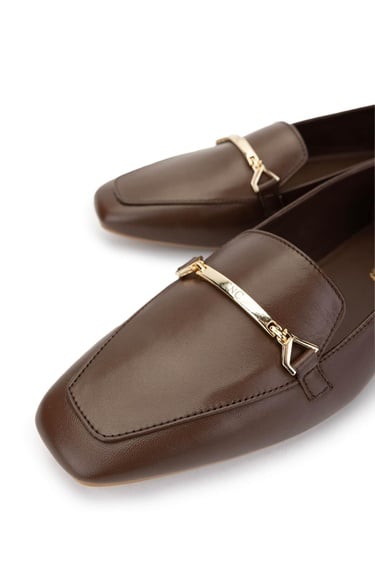  Tamer Tanca Kadın Hakiki Deri Kahverengi Loafer Ayakkabı