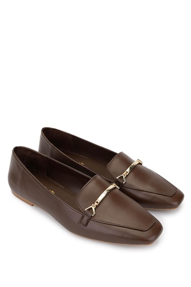  Tamer Tanca Kadın Hakiki Deri Kahverengi Loafer Ayakkabı