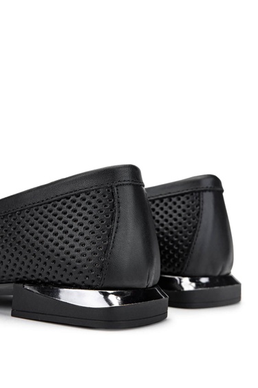  Tamer Tanca Kadın Hakiki Deri Siyah Loafer Ayakkabı