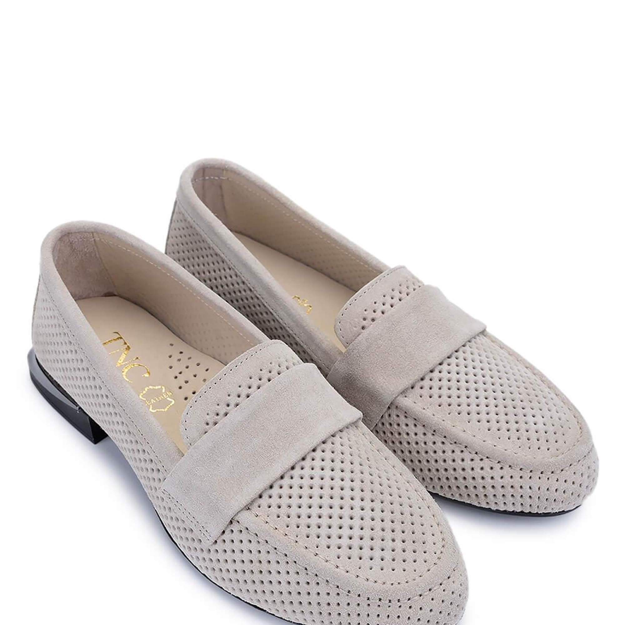 Tamer Tanca Kadın Hakiki Deri Bej Süet Loafer Ayakkabı