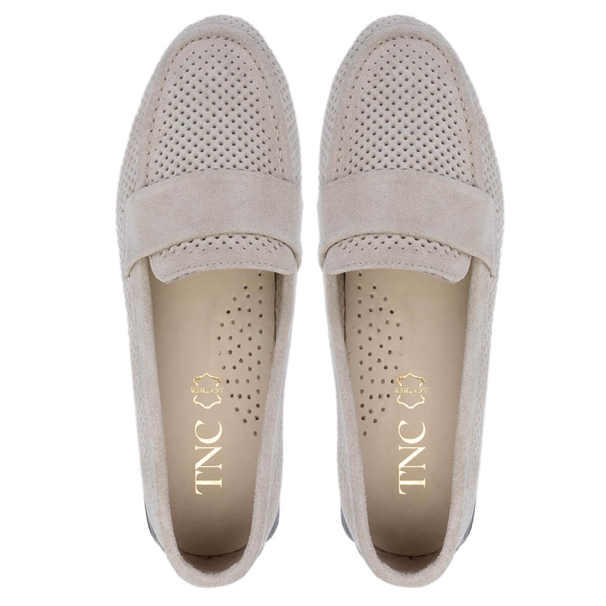 Tamer Tanca Kadın Hakiki Deri Bej Süet Loafer Ayakkabı