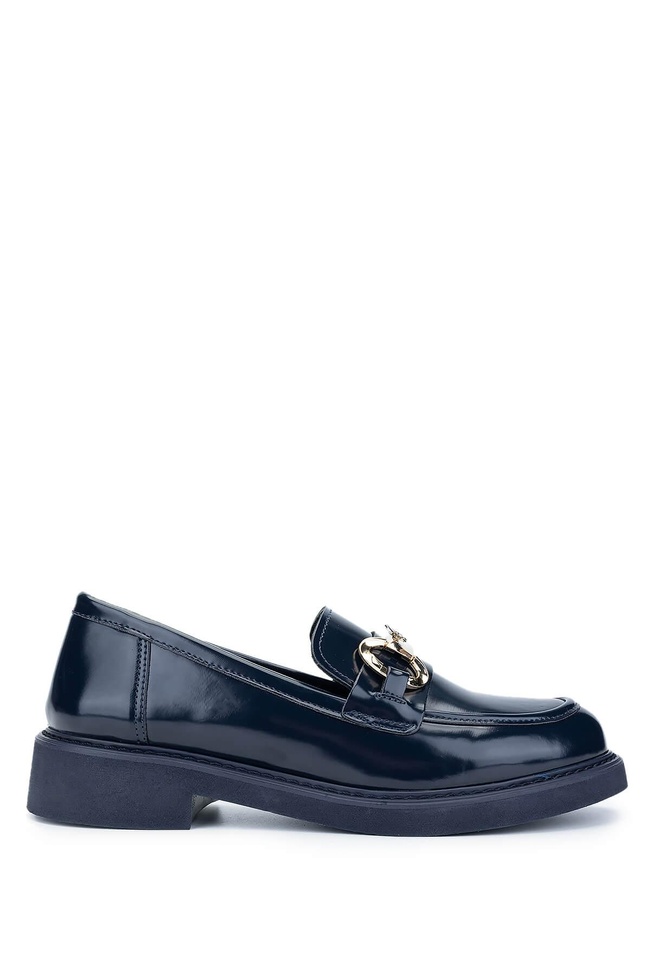  Tamer Tanca Kadın Vegan Lacivert Loafer Ayakkabı