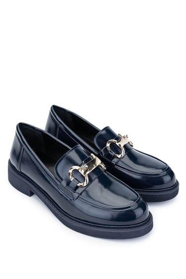  Tamer Tanca Kadın Vegan Lacivert Loafer Ayakkabı