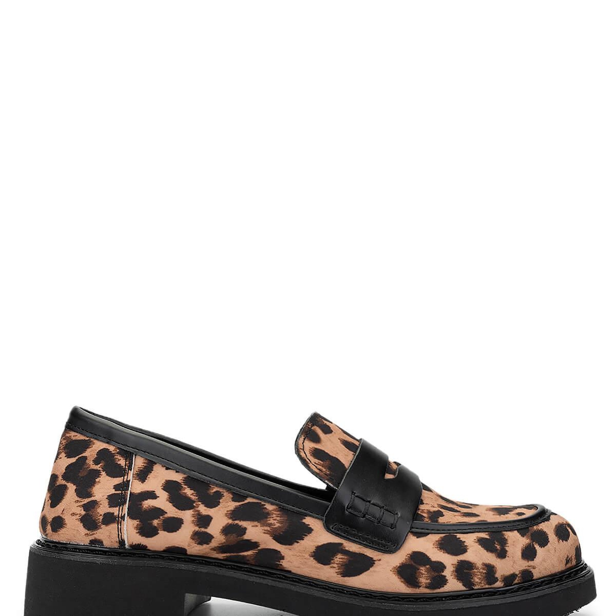 Tamer Tanca Kadın Vegan Leopar/Siyah Loafer Ayakkabı