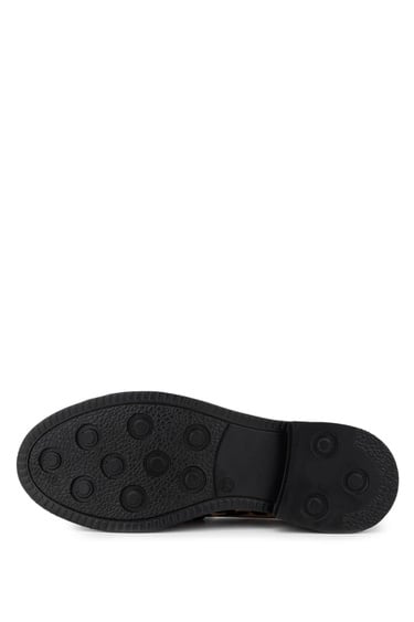  Tamer Tanca Kadın Vegan Leopar/Siyah Loafer Ayakkabı