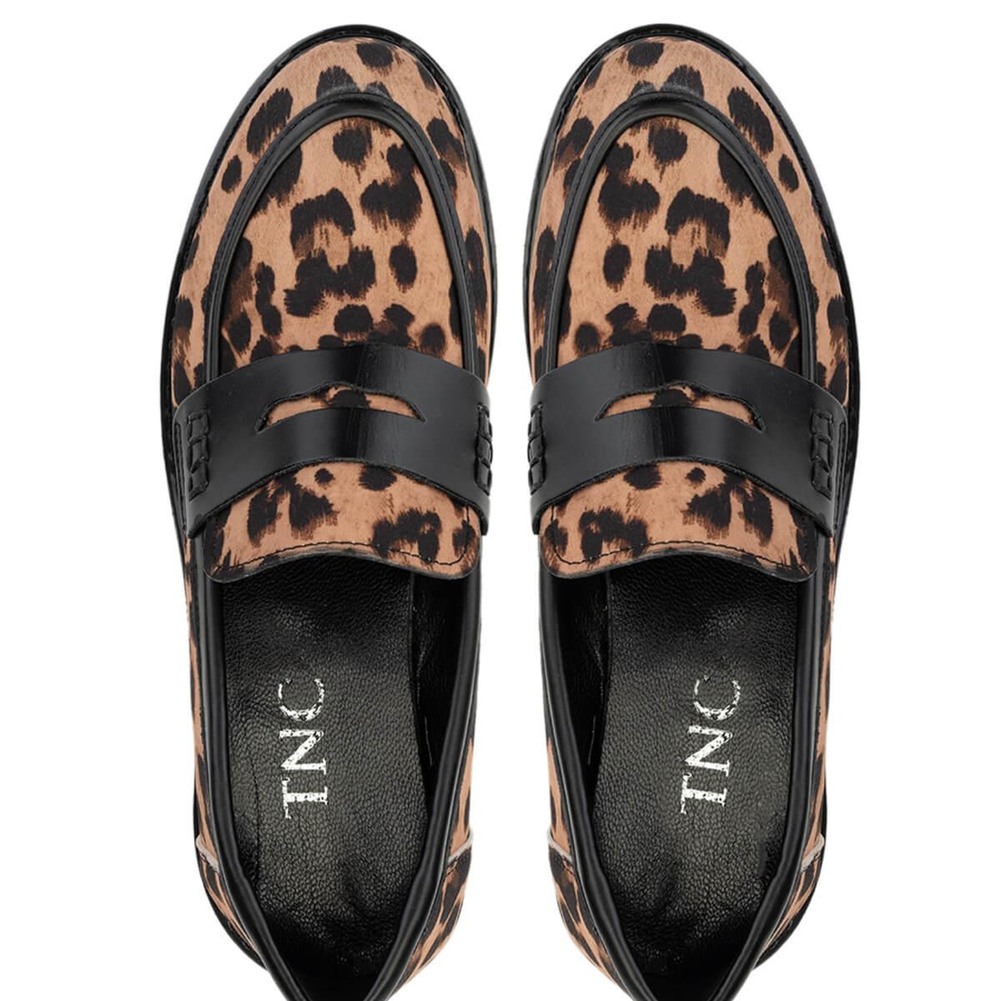 Tamer Tanca Kadın Vegan Leopar/Siyah Loafer Ayakkabı