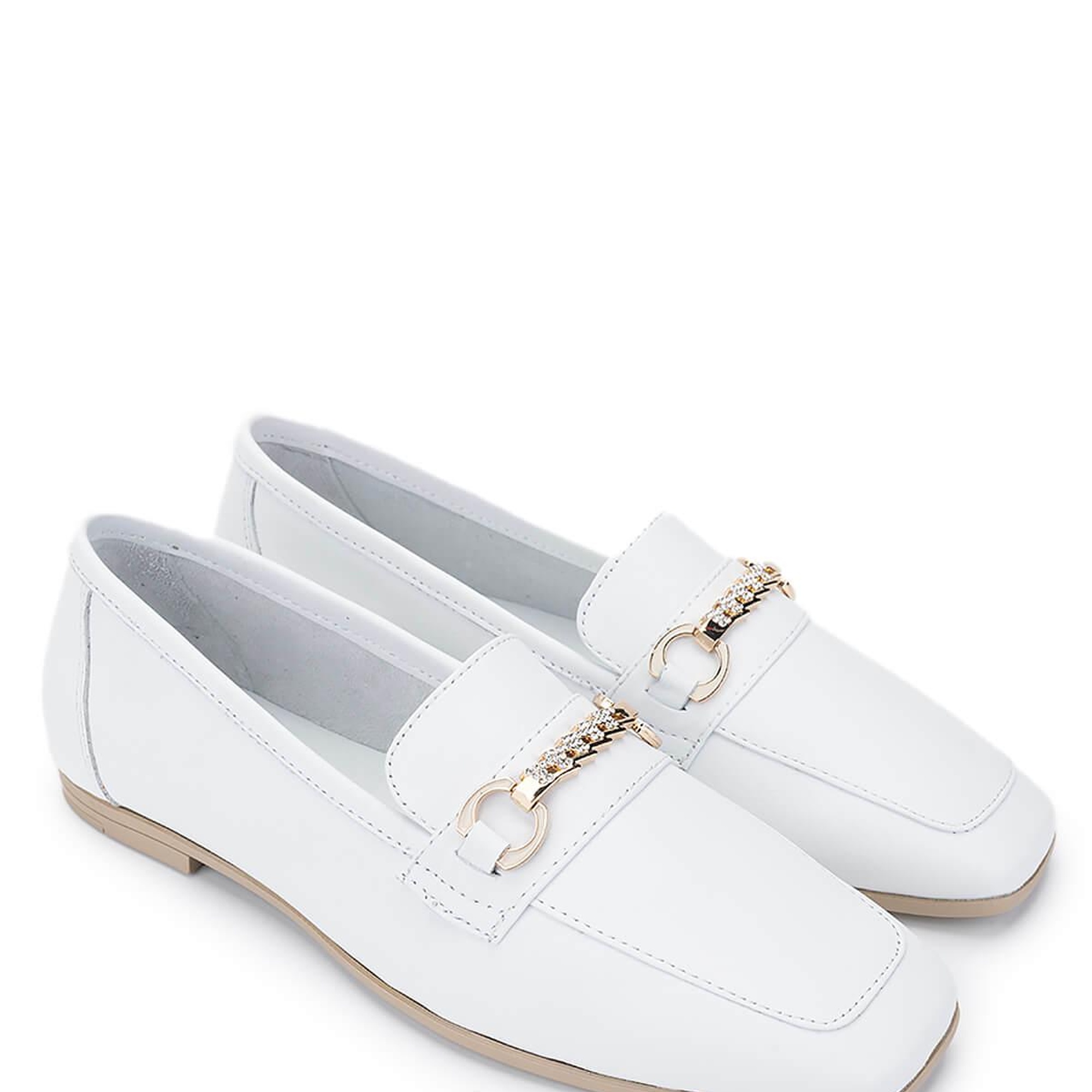 Tamer Tanca Kadın Hakiki Deri Beyaz Loafer Ayakkabı