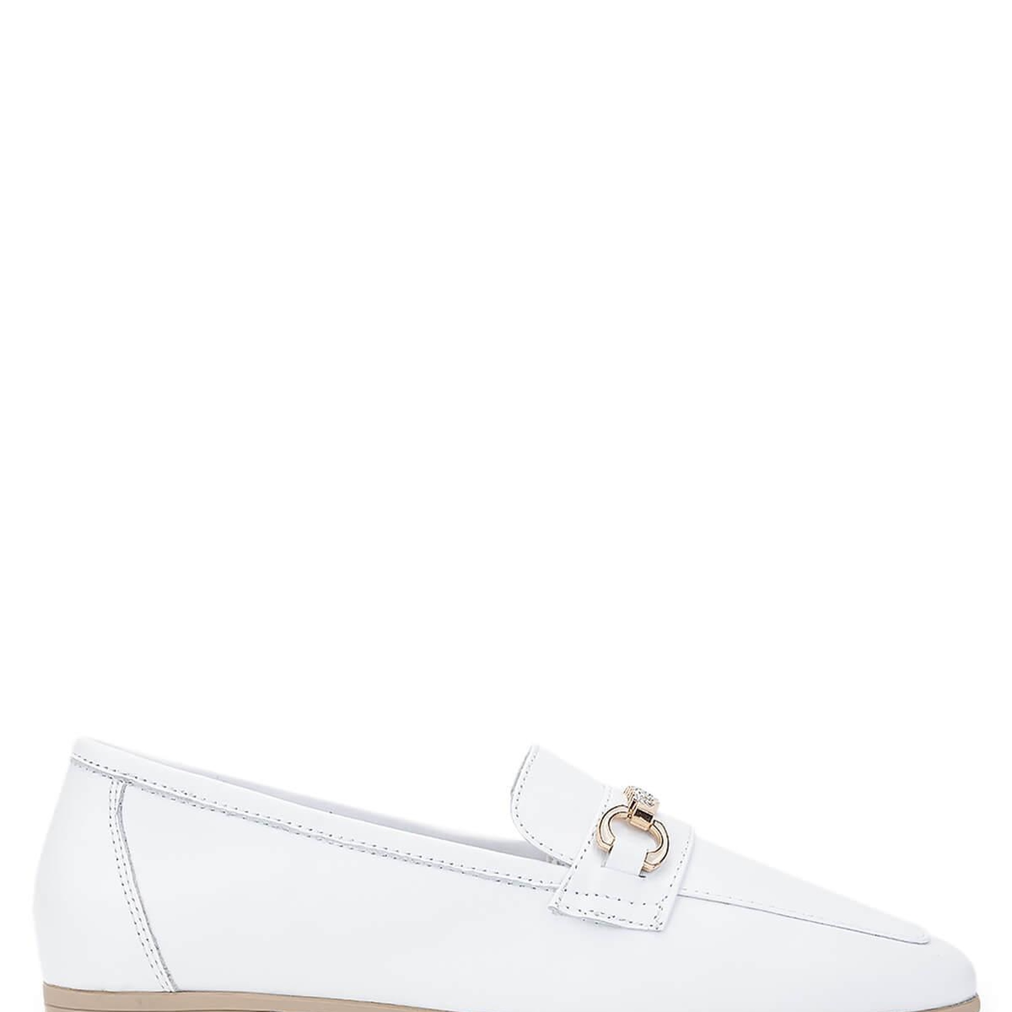 Tamer Tanca Kadın Hakiki Deri Beyaz Loafer Ayakkabı