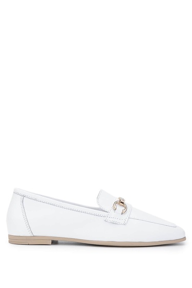  Tamer Tanca Kadın Hakiki Deri Beyaz Loafer Ayakkabı