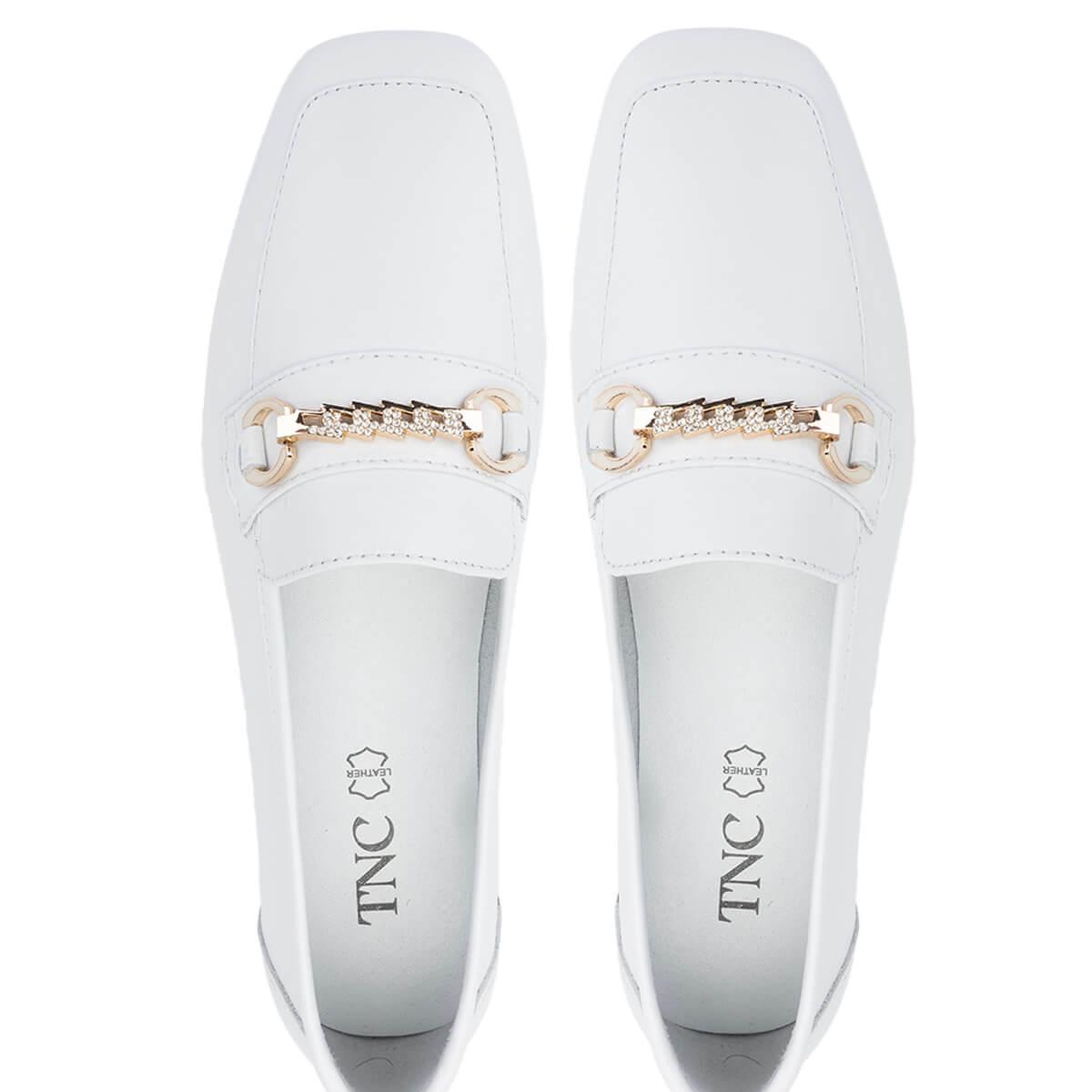 Tamer Tanca Kadın Hakiki Deri Beyaz Loafer Ayakkabı