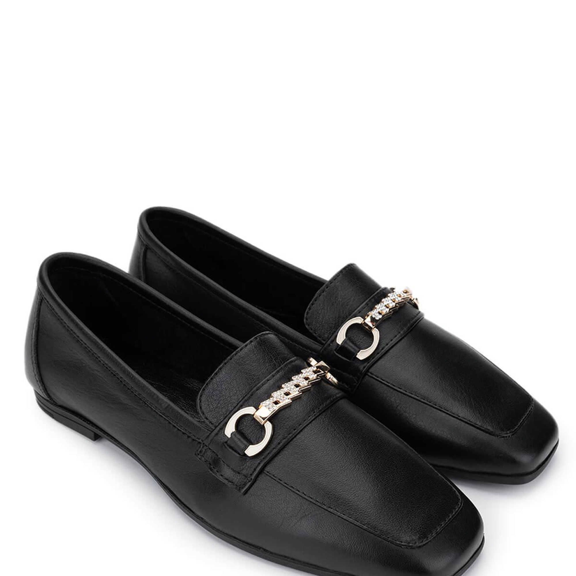 Tamer Tanca Kadın Hakiki Deri Siyah Deri Loafer Ayakkabı