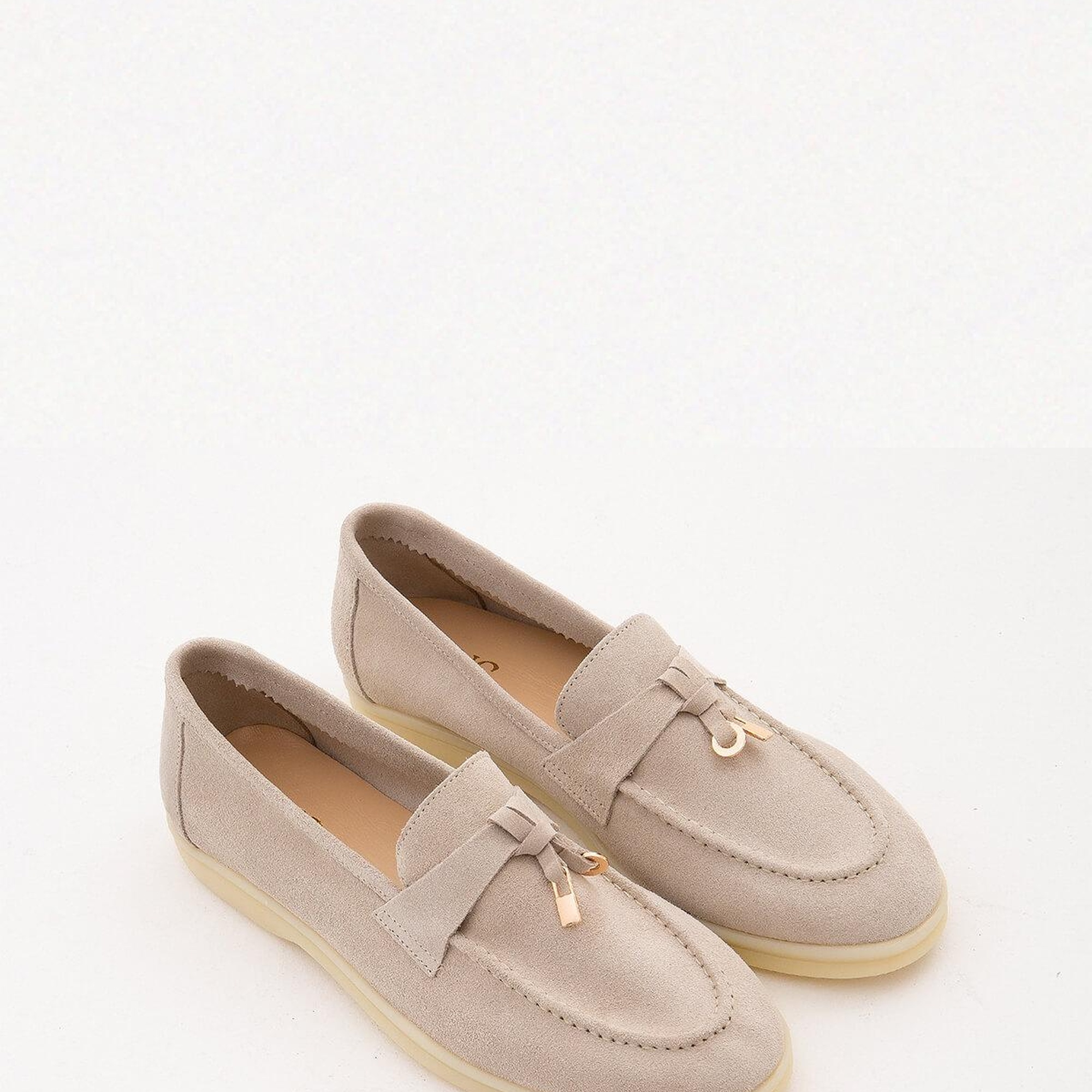 Tamer Tanca Kadın Hakiki Deri Bej Loafer Ayakkabı