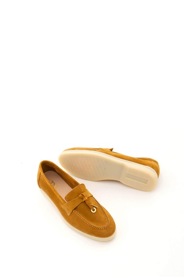  Tamer Tanca Kadın Hakiki Deri Hardal Loafer Ayakkabı