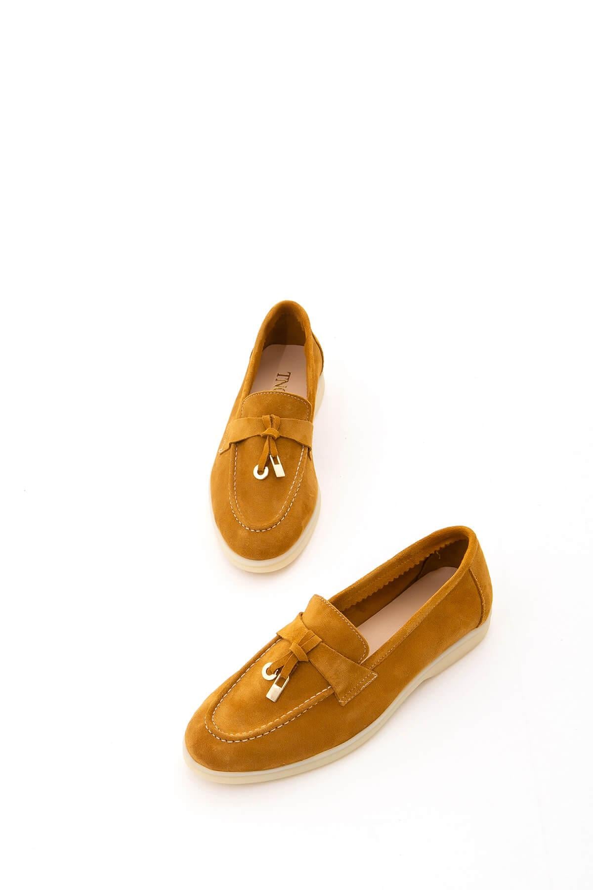  Tamer Tanca Kadın Hakiki Deri Hardal Loafer Ayakkabı