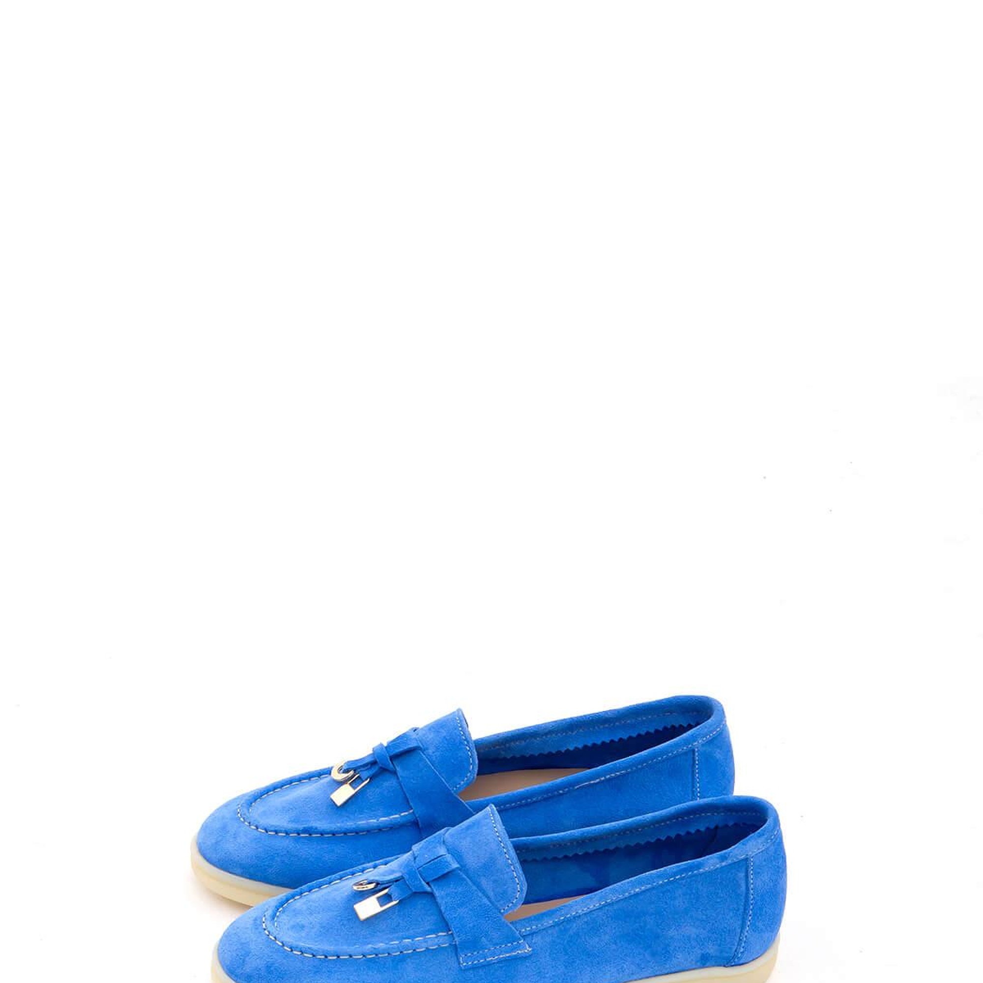 Tamer Tanca Kadın Hakiki Deri Mavi Loafer Ayakkabı