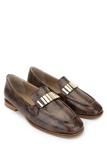  Tamer Tanca Kadın Hakiki Deri Kahverengi Loafer Ayakkabı