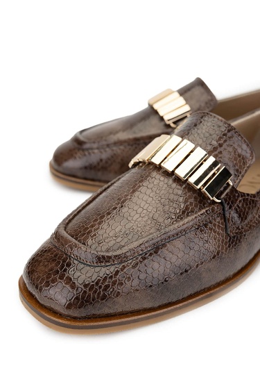  Tamer Tanca Kadın Hakiki Deri Kahverengi Loafer Ayakkabı