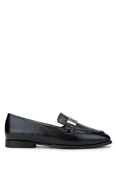  Tamer Tanca Kadın Hakiki Deri Siyah Loafer Ayakkabı