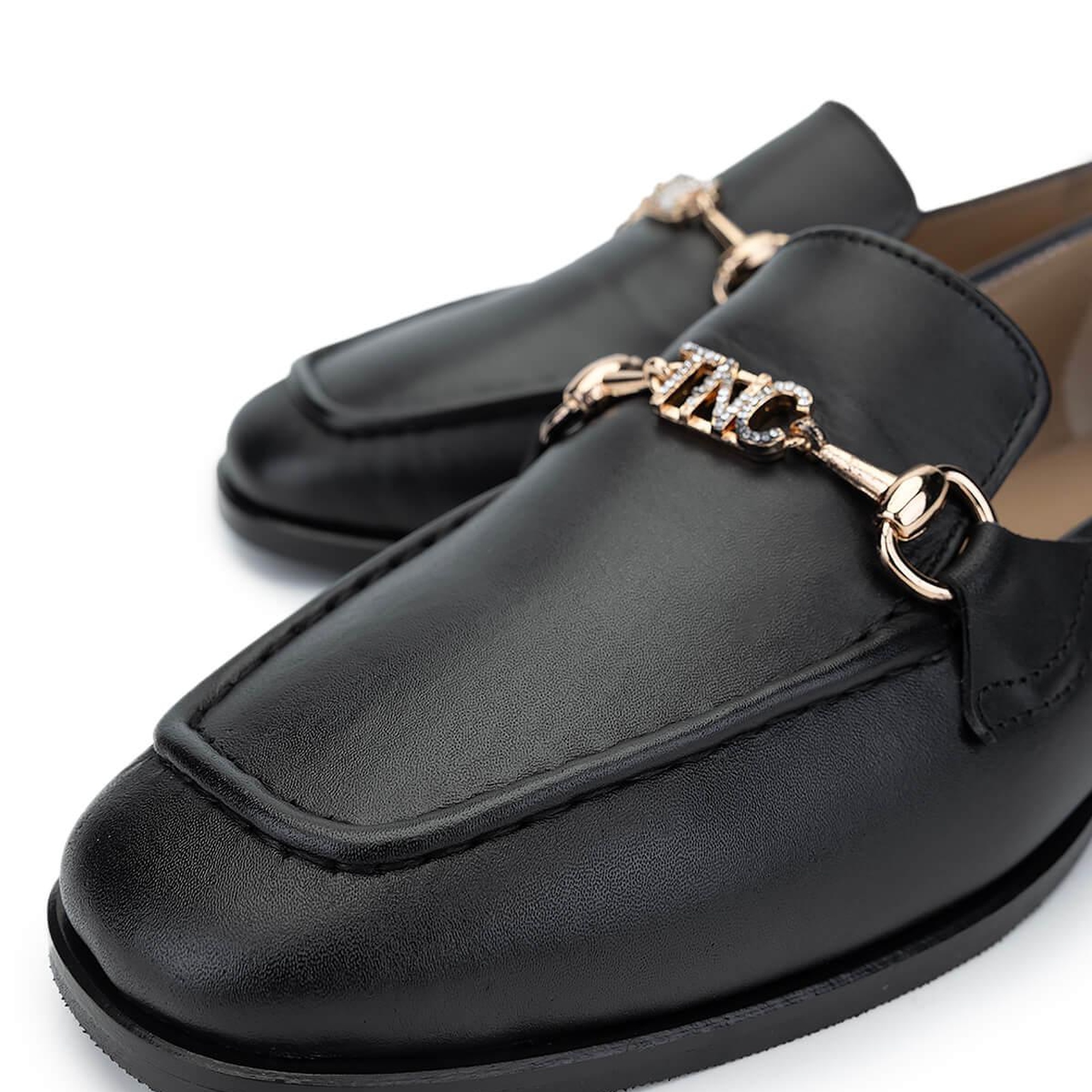 Tamer Tanca Kadın Hakiki Deri Siyah Deri Loafer Ayakkabı