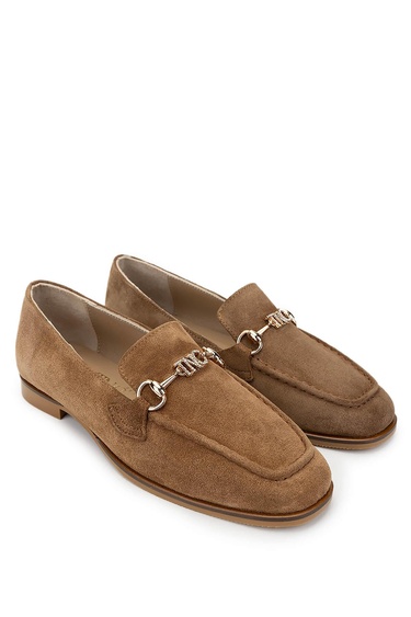  Tamer Tanca Kadın Hakiki Deri Tütün Süet Loafer Ayakkabı