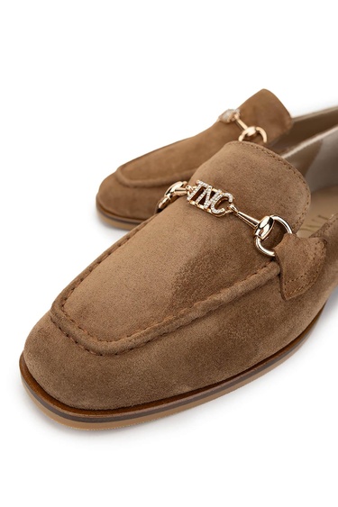  Tamer Tanca Kadın Hakiki Deri Tütün Süet Loafer Ayakkabı