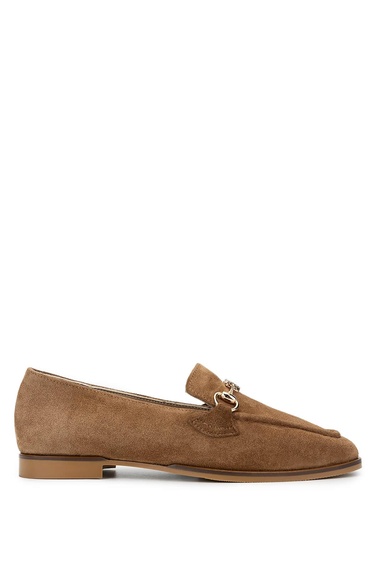  Tamer Tanca Kadın Hakiki Deri Tütün Süet Loafer Ayakkabı