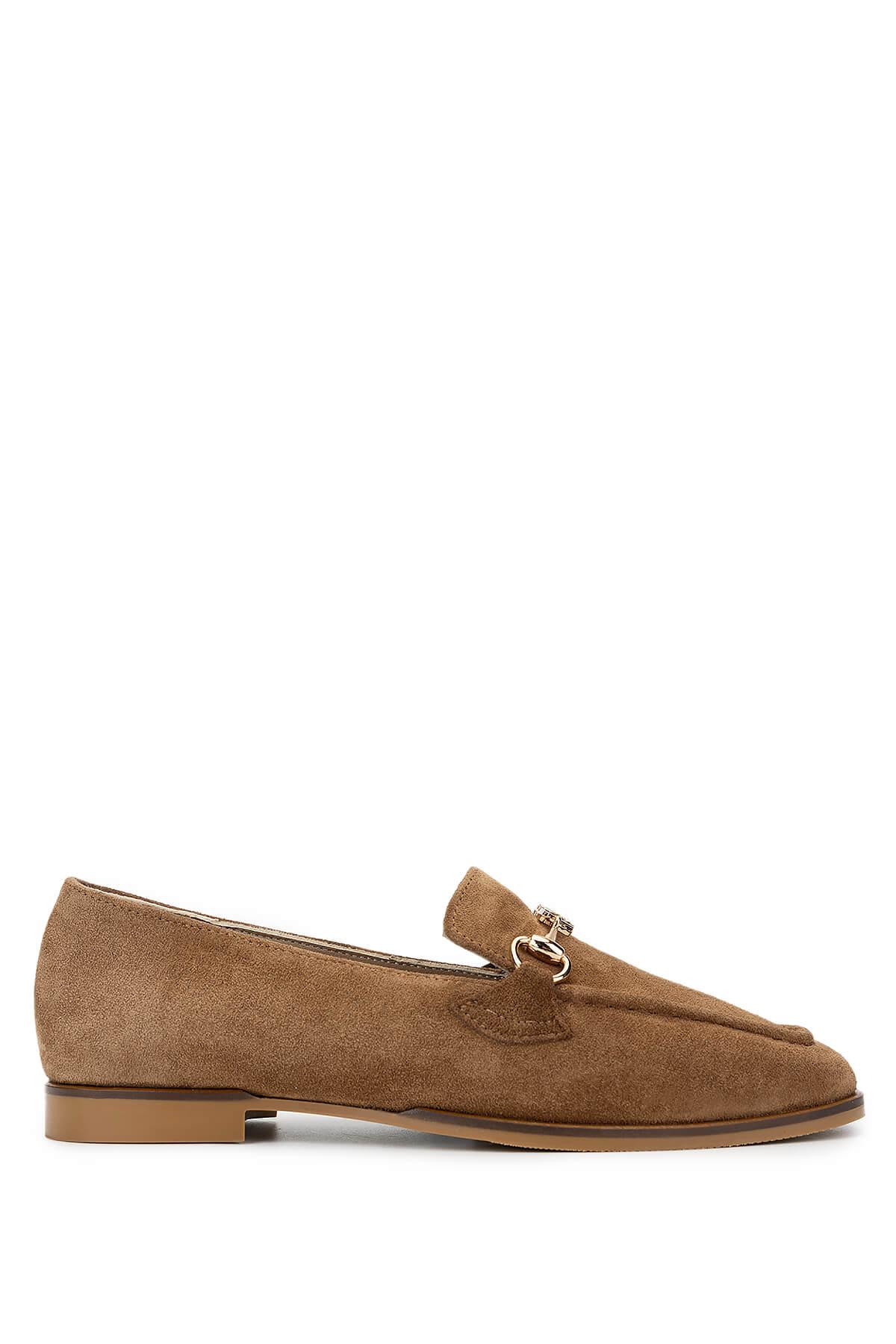  Tamer Tanca Kadın Hakiki Deri Tütün Süet Loafer Ayakkabı