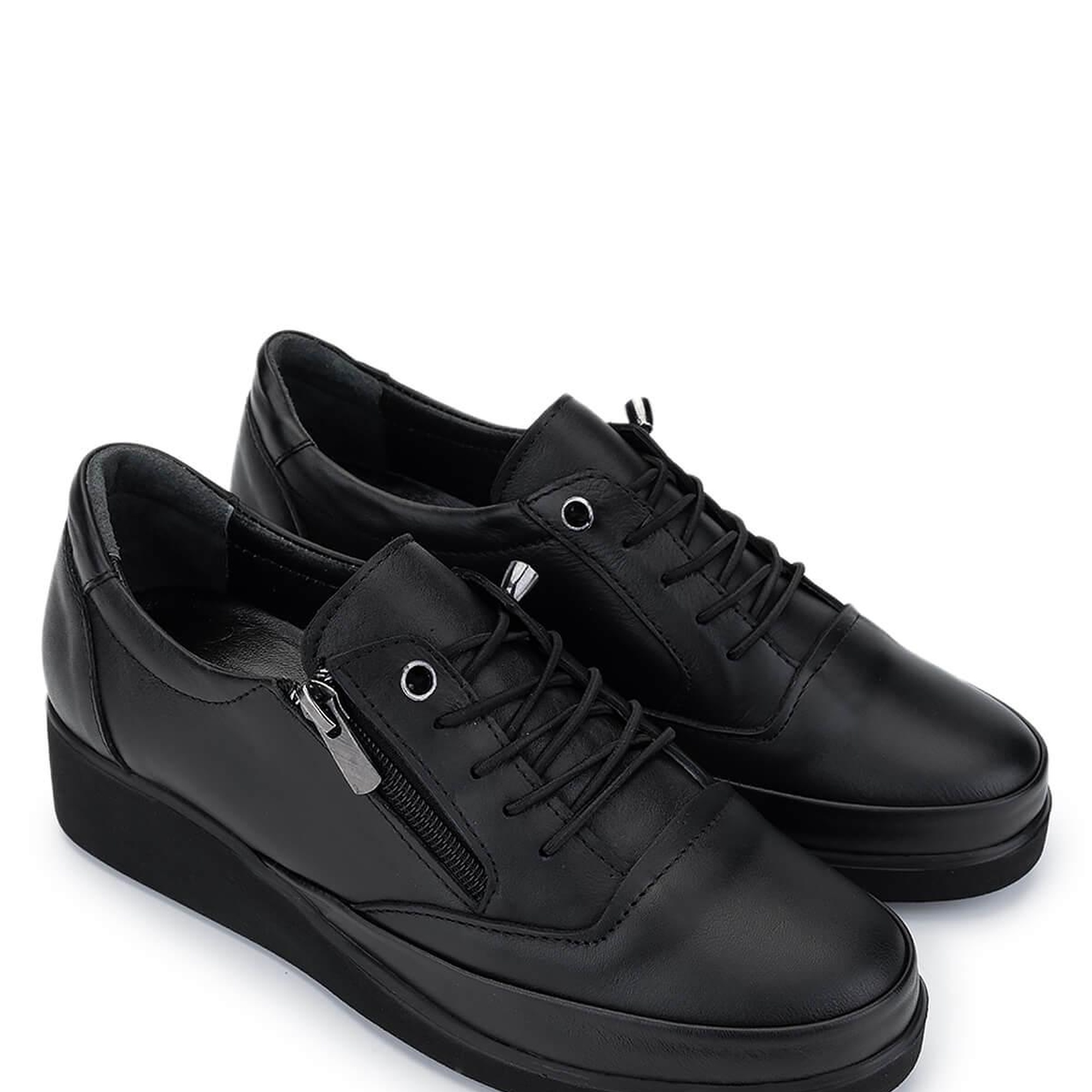 Tamer Tanca Kadın Hakiki Deri Siyah Deri Casual Ayakkabı