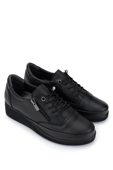  Tamer Tanca Kadın Hakiki Deri Siyah Deri Casual Ayakkabı