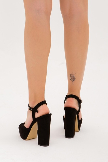  Tamer Tanca Kadın Vegan Siyah Süet Abiye Ayakkabı