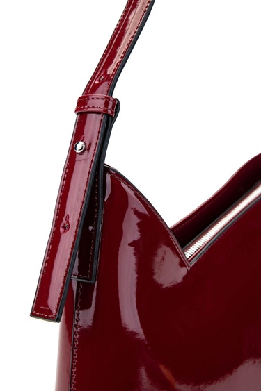  Tamer Tanca Kadın Vegan Bordo Rugan Omuz Çanta