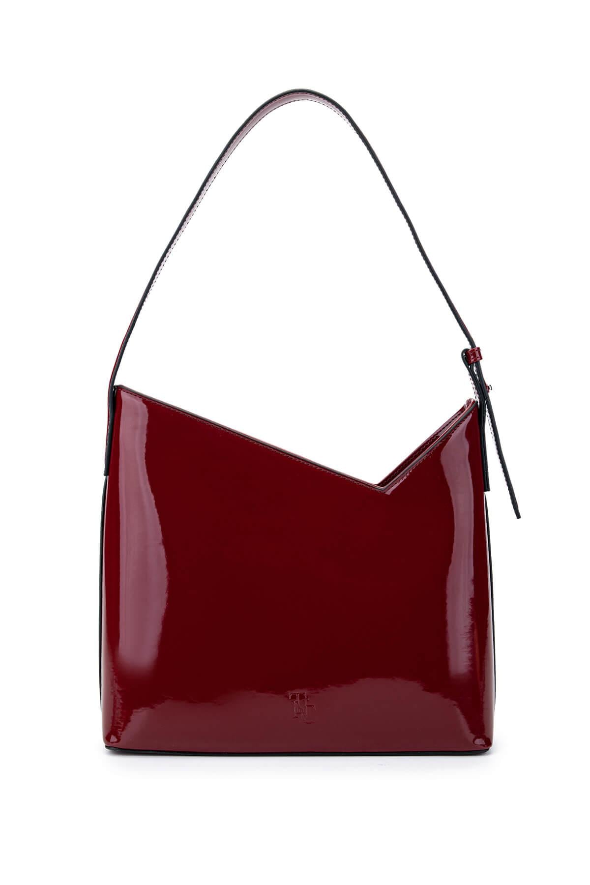  Tamer Tanca Kadın Vegan Bordo Rugan Omuz Çanta