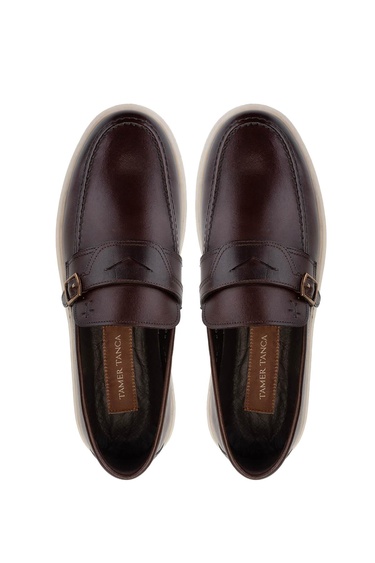  Tamer Tanca Erkek Hakiki Deri Kahverengi Loafer Ayakkabı